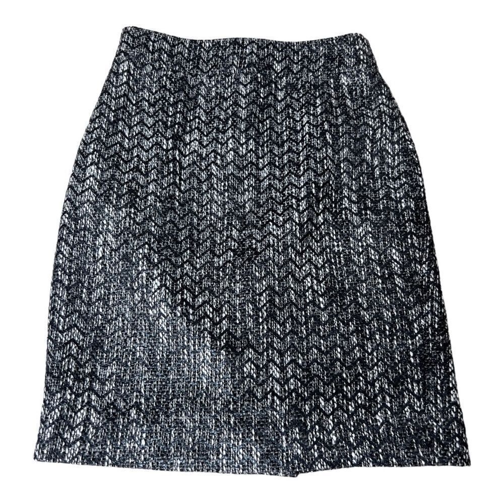 J. Crew No.2 Pencil Tweed Woven Zigzag Detail Skirt Size 2